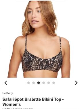 NWOT Seafolly SafariSpot Bralette Black Bikini with Animal Print, AUS 12, US8